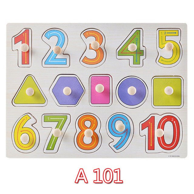 30cm Kid Early educational toys baby hand grasp wooden puzzle toy alphabet and digit learning education child wood jigsaw toy: A101