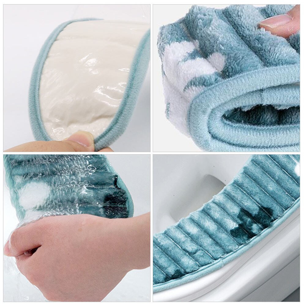 2 Pairs Zachte Toiletbril Pad Wc Ringen Glad Wc Cover (Blauw Maat S + L)