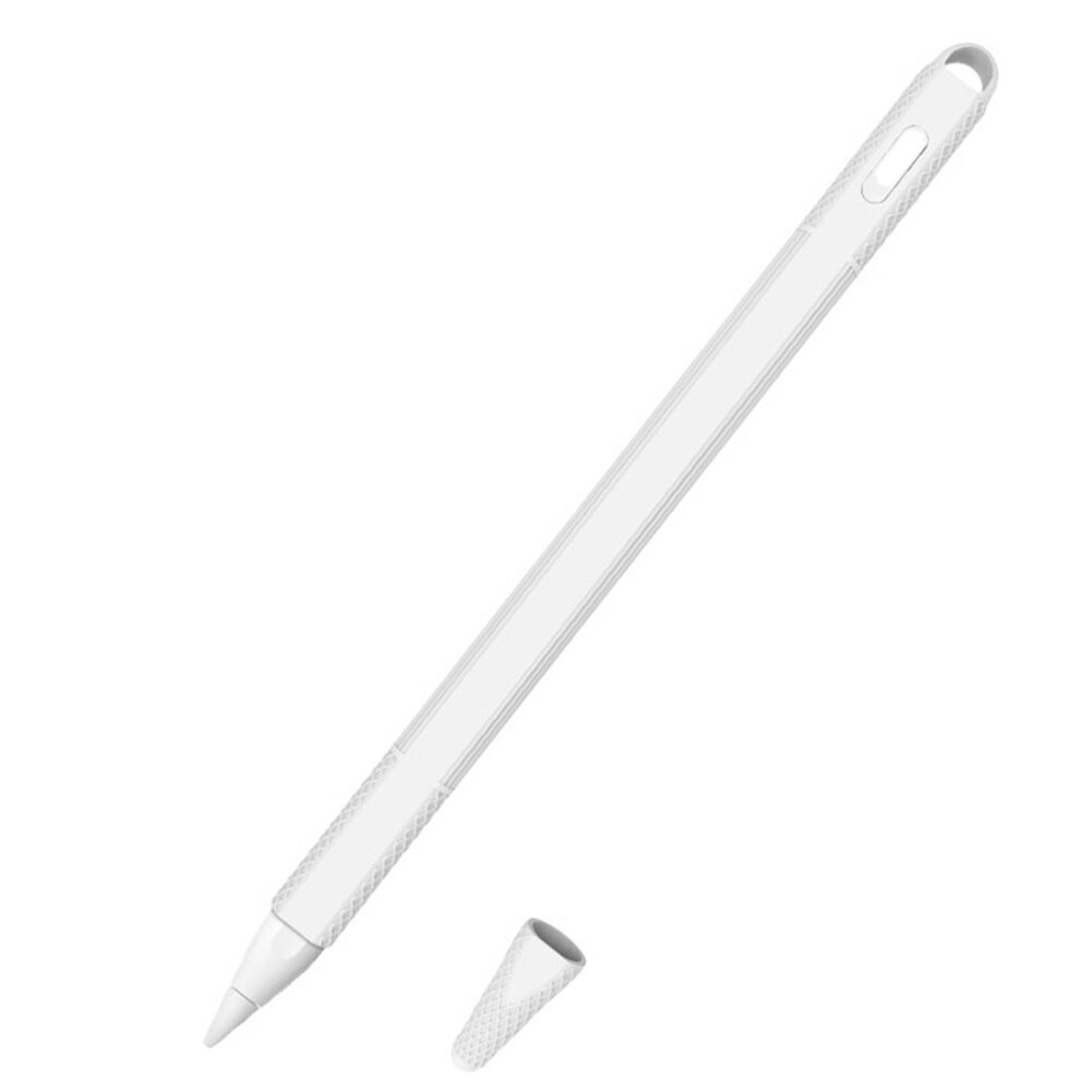 Cap Anti Slip Silicone Case Easy Install Shockproof Holder Protective Cover Pouch Elastic Grips Dust Cover For Apple Pencil 2: White