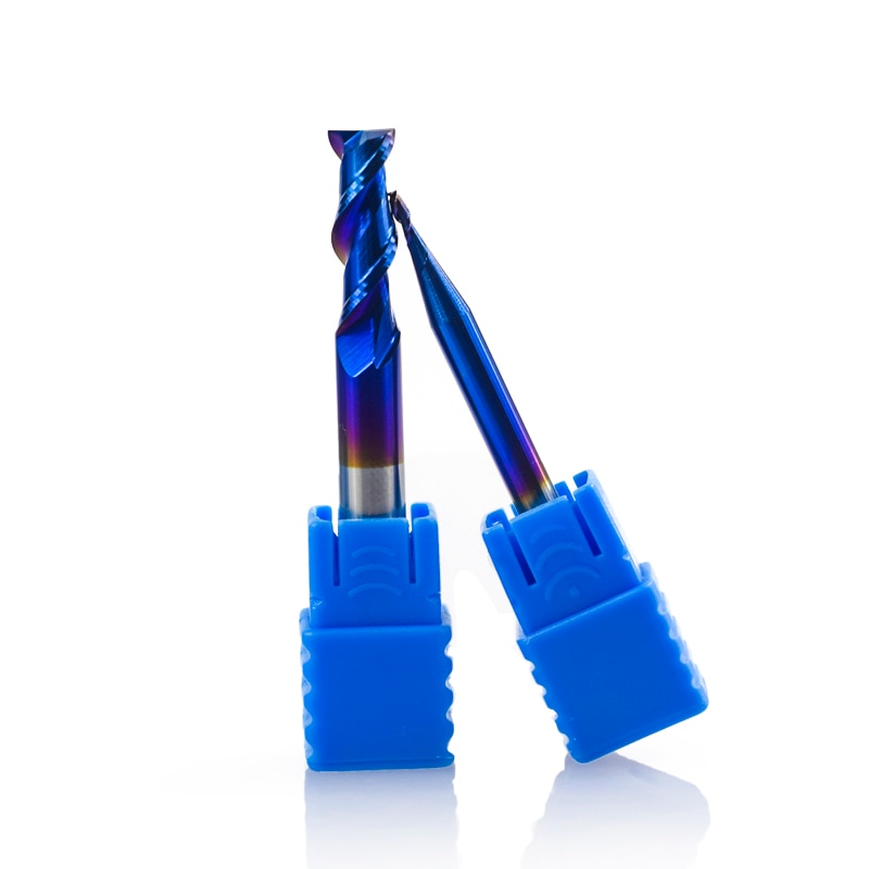 XCAN 1pc 1-12mm Nano bleu revêtement 2 flûte fraise en bout plat 50 degrés carbure fraise en bout CNC routeur fraise en bout