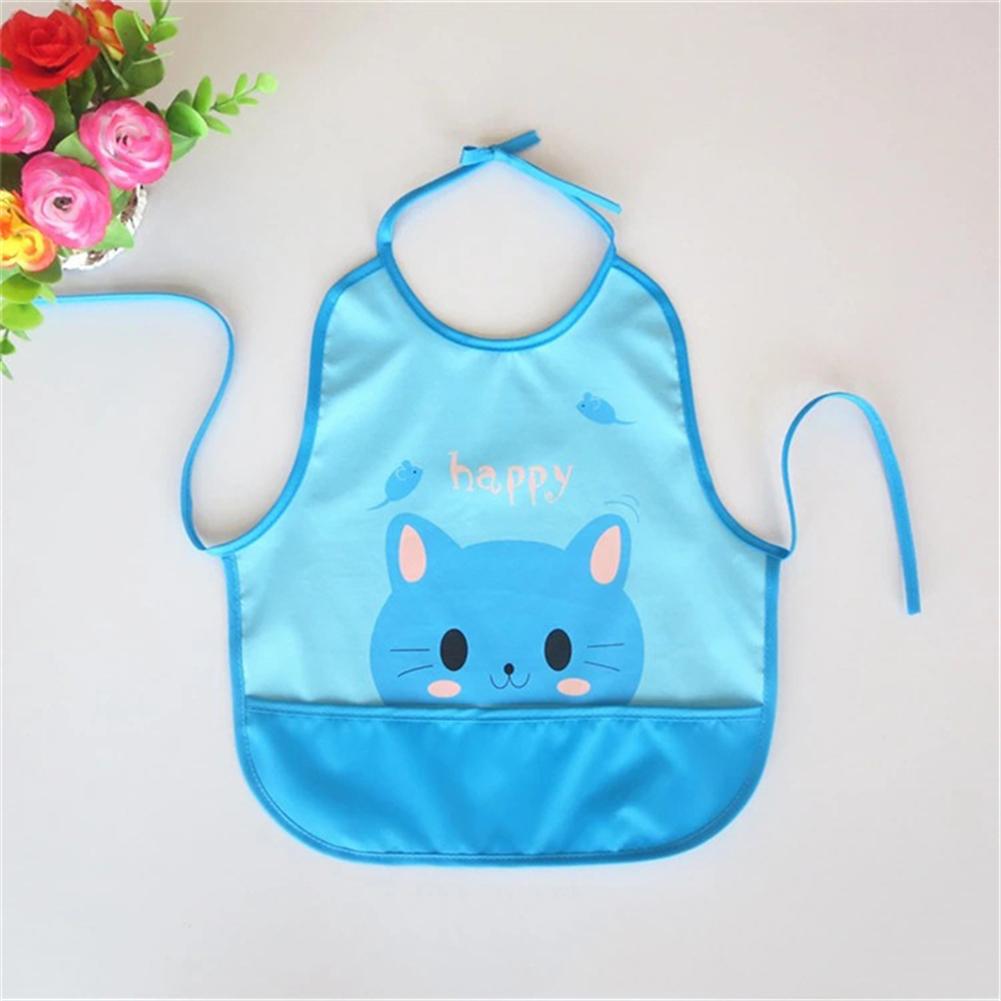 Newest Children Cartoon Waterproof Bib Soli Release Baby Pinny Girls Boys Saliva Towel Print Apron For Kid: Blue