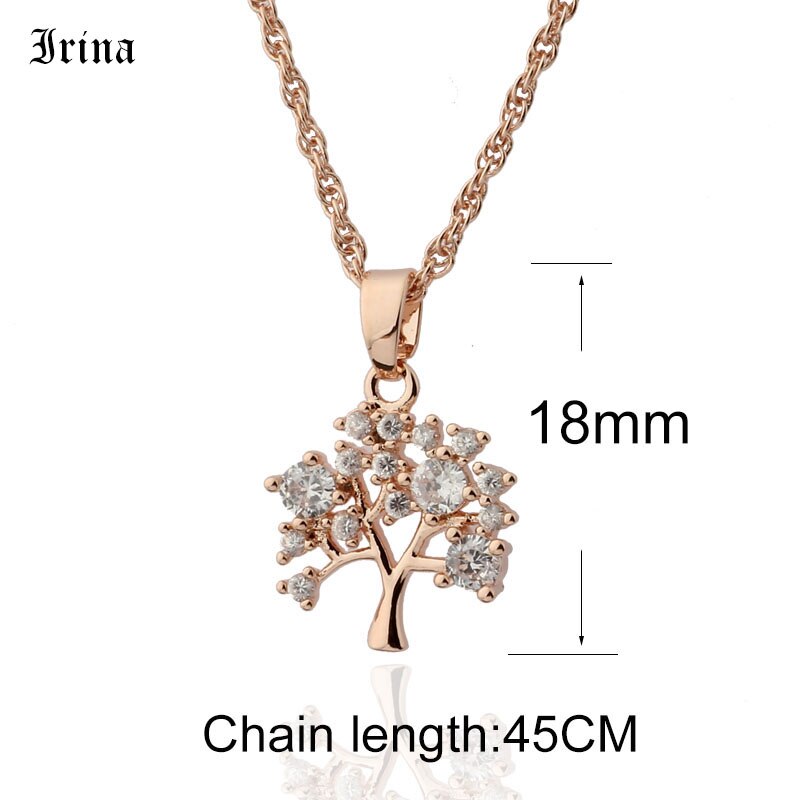 Irina Schmuck Baum Des Lebens Anhänger & Halsketten Frauen 585 Rose Gold Farbe zirkonia Schmuck Collares Halskette