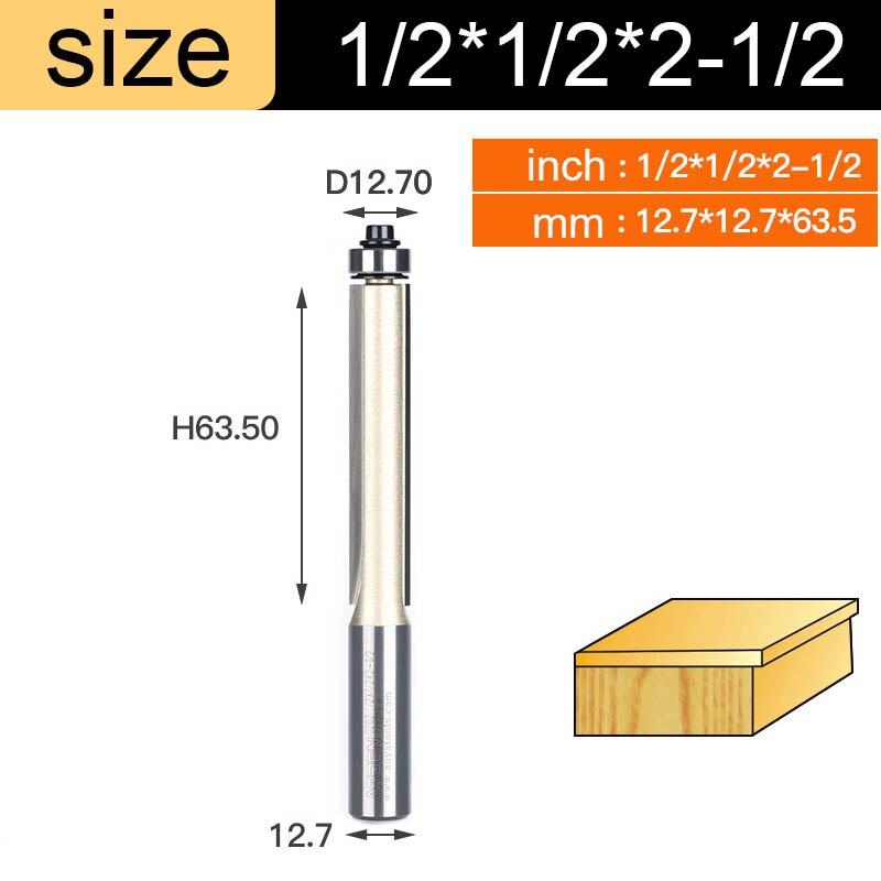 Arden Flush Trim Router Bits for Wood 1/2 1/4 Shank Woodworking Tools Trimming Cutters with Bearing Endmill Milling Cutter: X01311