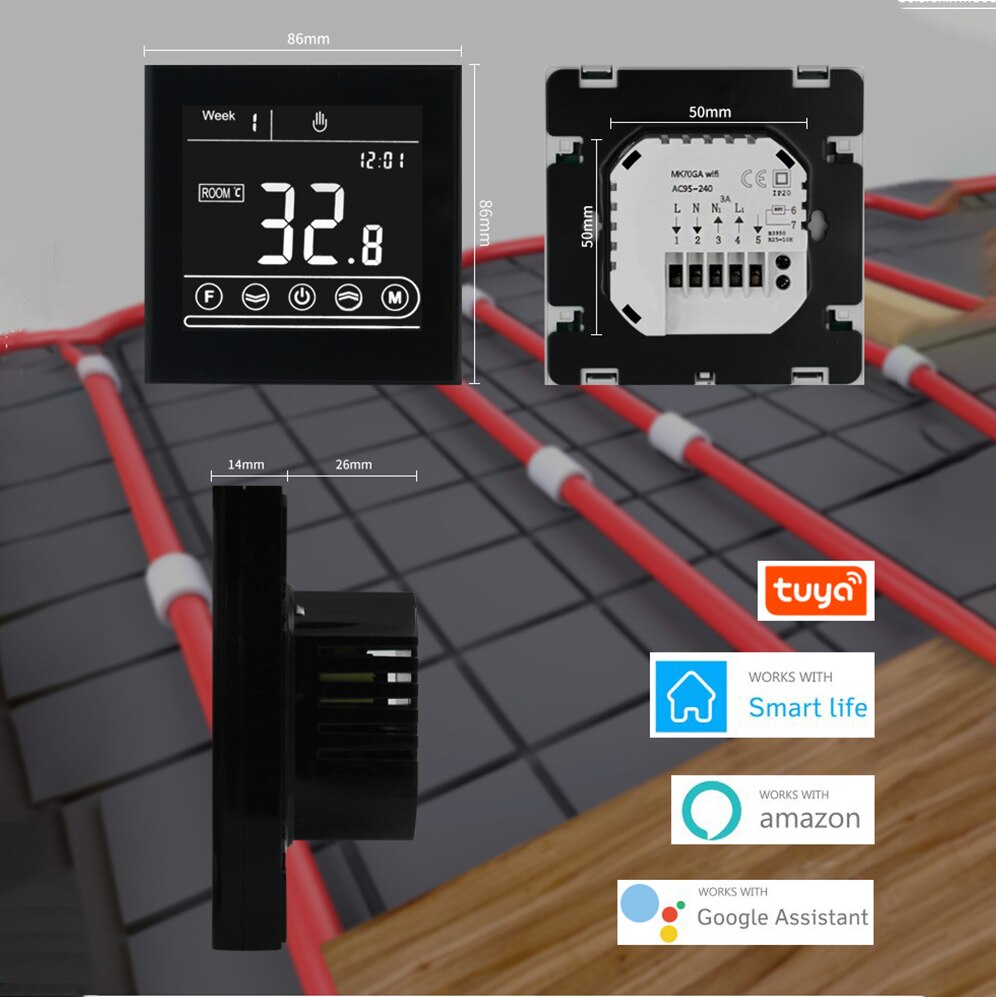 Smart Intelligent WiFi Thermostat Room Electric Water Gas Boiler Floor Heating Temperature Controller 95~240V Alexa Google Home