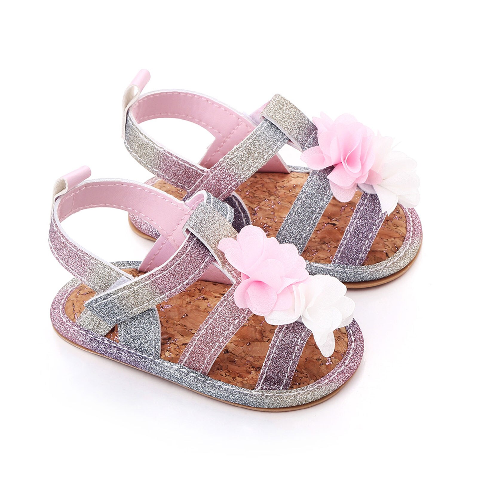 Baby Babby Sandalen Anti-Slip Platte Schoenen Bloem En Pailletten Patroon Zachte Zool Sandalen Zomer Schoenen Voor Baby Meisjes 0-12Months: C / 6-9Months