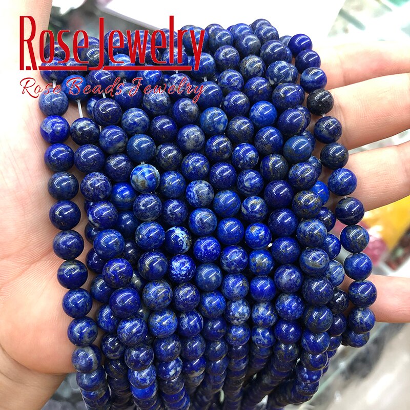 Natural Stone Real Lapis Lazuli Round Loose Beads 15" Strand 4 6 8 10 12 MM Pick Size For Jewelry Making Bracelet: 5A Lapis / 4mm 90pcs beads