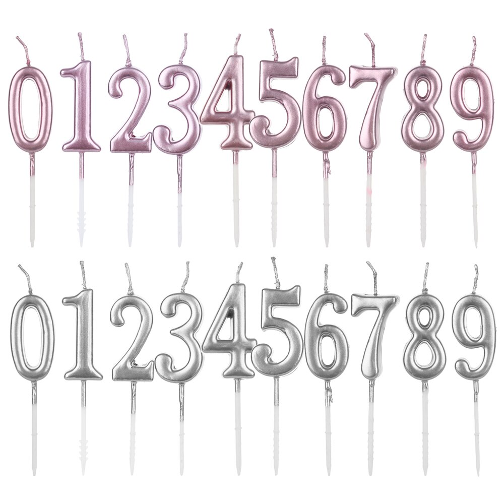 Rose Gold Happy Birthday Number Cake Candles 0 1 2 3 4 5 6 7 8 9 Cake Topper Kids Girls Boys Bar Baby Party Supplies Decoration