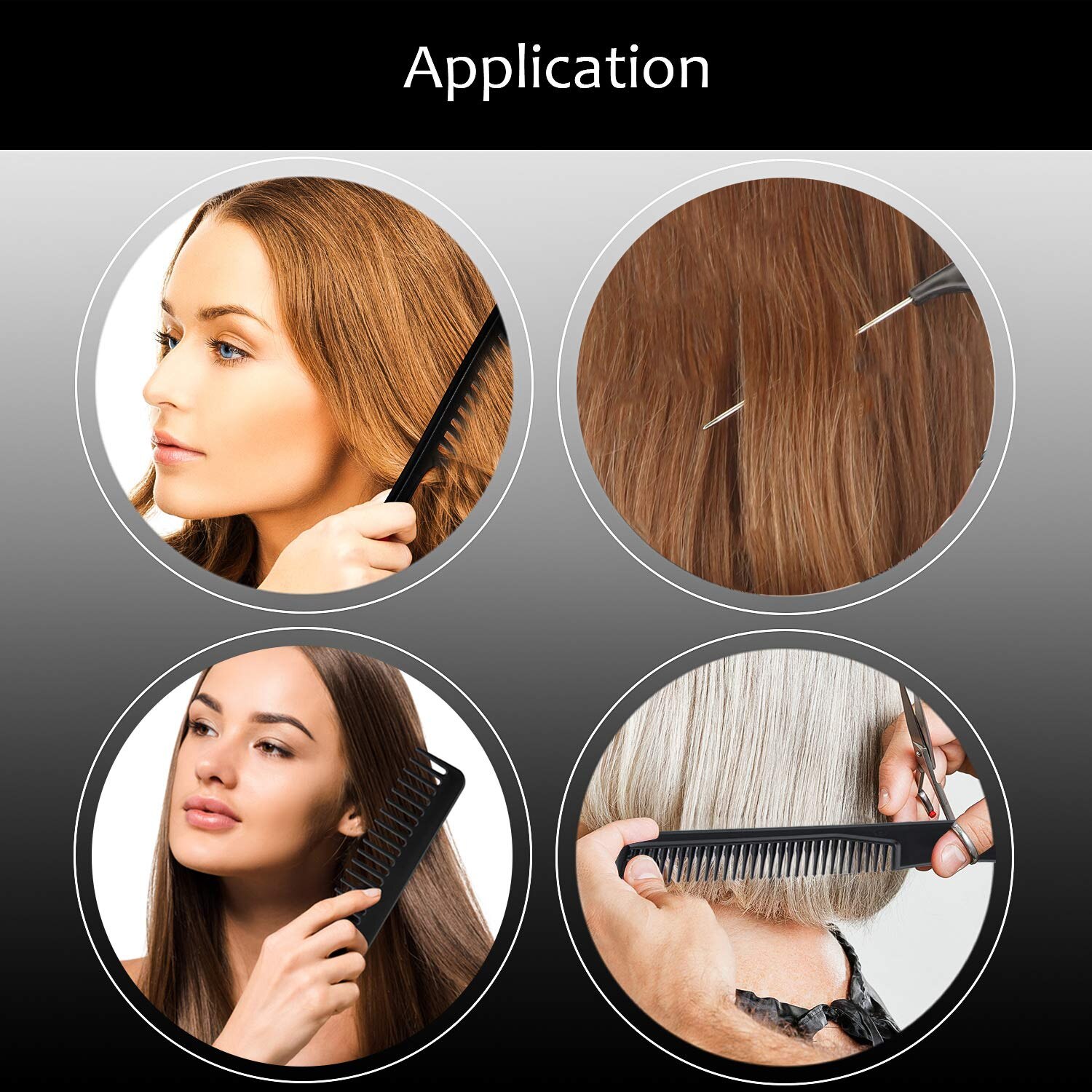 cepillos para el pelo peluqueria peines para el cabello Cepillo de pelo de 10 piezas, peine resistente al calor, para corte de pelo de salón, Barbero, antiestático, con pasador de Metal para cola de rata