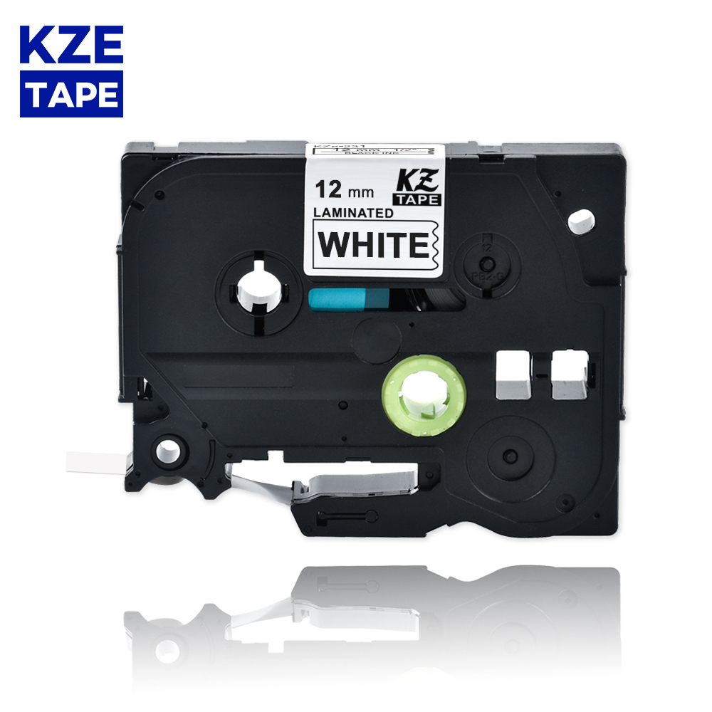 KZE 12mm 231 Black on White Laminated Cassette Cartridge ribbon compatible for Brother p-touch printers label tape Tze-231 tze