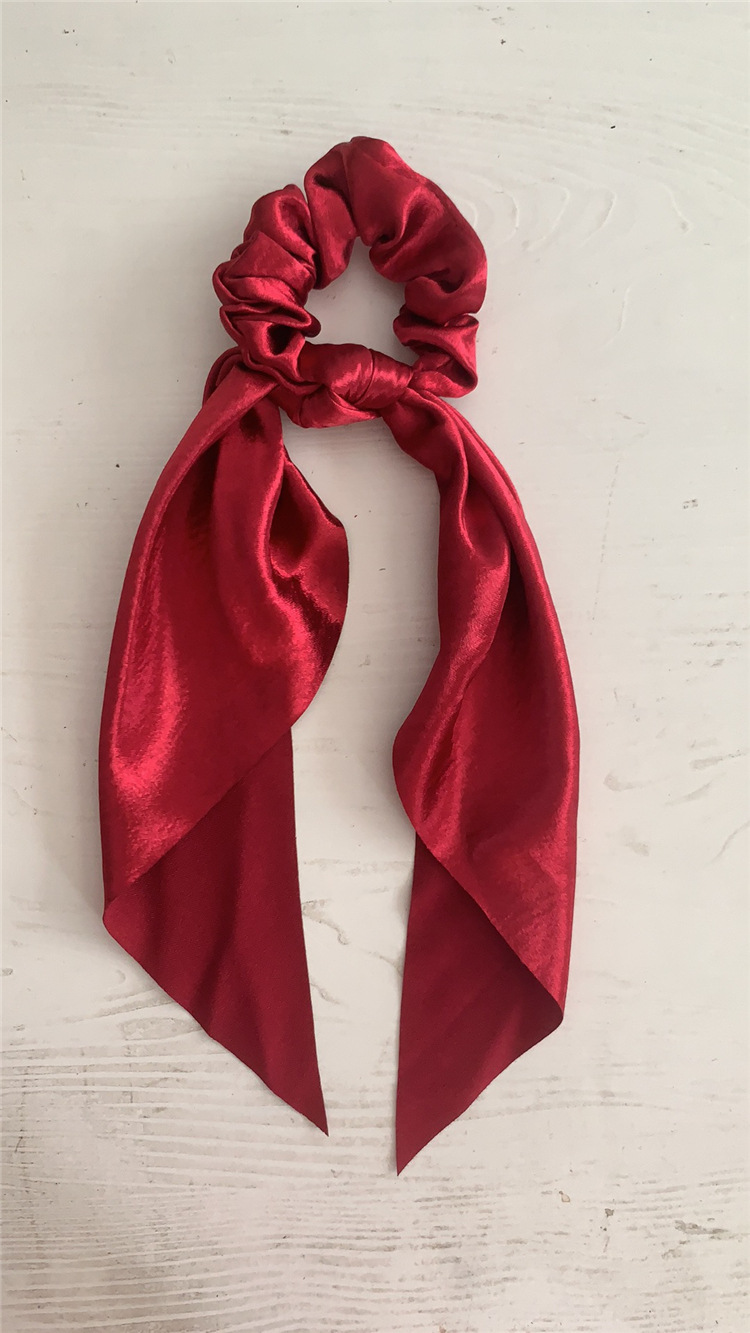 Cinta larga de seda brillante para mujer y niña, bandas elásticas para el cabello, nudo de lazo, soporte para cola de caballo, lazos para el cabello, accesorios para el cabello: Azul cielo