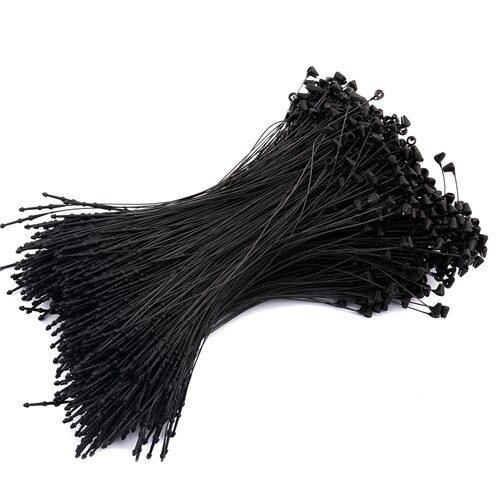 Cierre de plástico para etiquetas de ropa, 1000 unidades, 5 pulgadas, negro: black