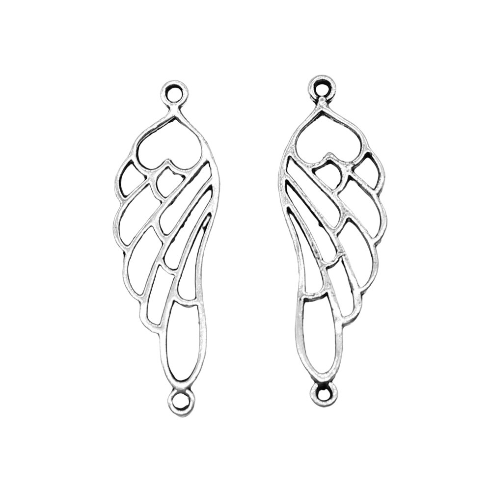 WYSIWYG 15 pièces 10x32mm creux papillon ange ailes connecteur breloques bricolage fabrication de bijoux trouver couleur argent Antique