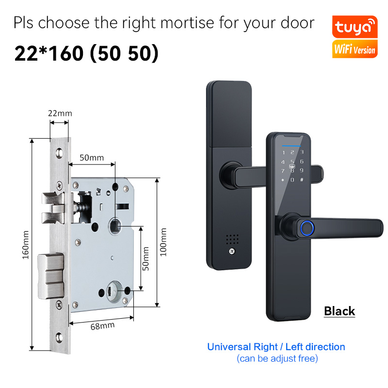 YRHAND-cerradura inteligente K7, cerrojo biométrico negro, aplicación Tuya, desbloqueo remoto, sin llave, wifi, cerradura electrónica para puerta: Naranja amarillo / 22*168 (5072)
