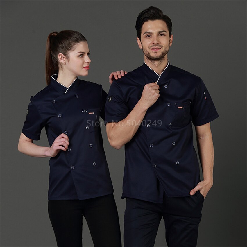 Kokkeuniform jakke kvinder mænd madlavningstøj restaurant køkken madservice catering kokke arbejdstøj dobbeltradet åndbar