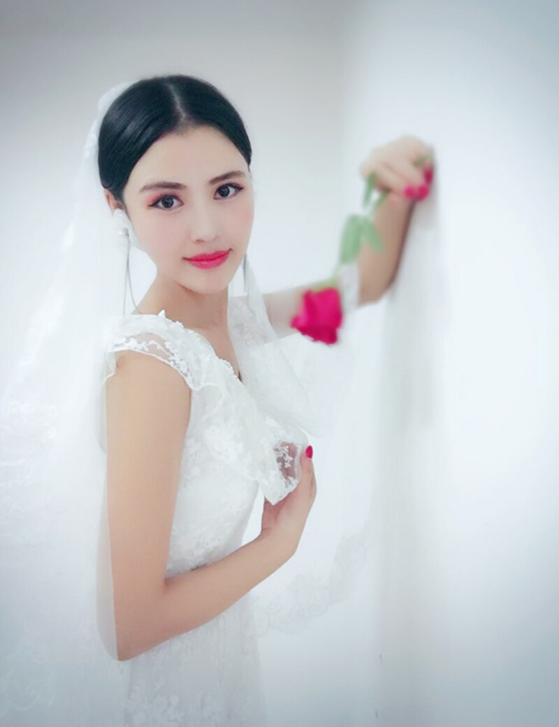 Bruidssluier laagste prijs wit/ivoor eenlaags bruidsaccessoires kathedraal 3m hoofd sluier bruidssluier zonder kam