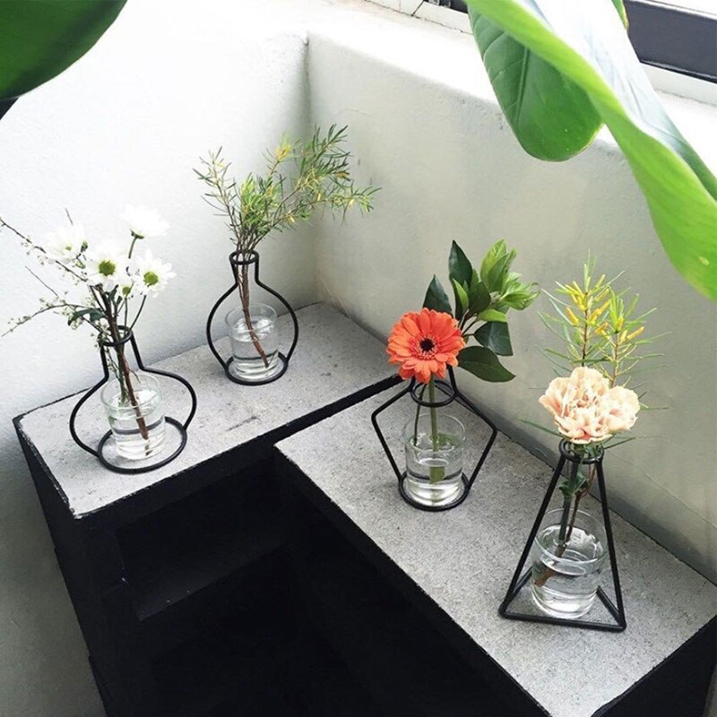 Retro järnlinje bord metall blommor vas solid växthållare moderna nordiska stilar minimalism heminredning järnbord blomvas