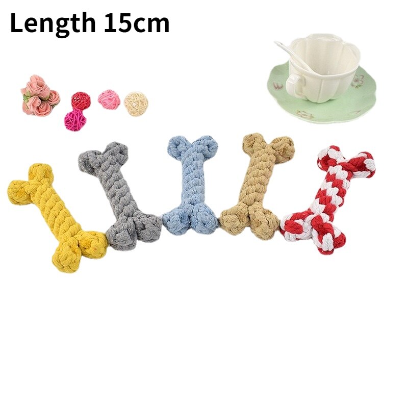 Jouets à mâcher en corde de coton à Double nœud pour chien, molaires résistantes aux morsures, petit gabarit, nettoyage des dents: G-Random Color