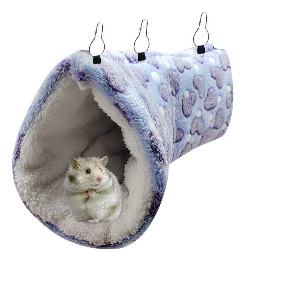 Riippumatto hamsterille kukka rotta laukku soopeli marsu superpehmeä tunneli pehmopesä pieni lemmikki lämmin puuvilla pesä: Rakastan violettia