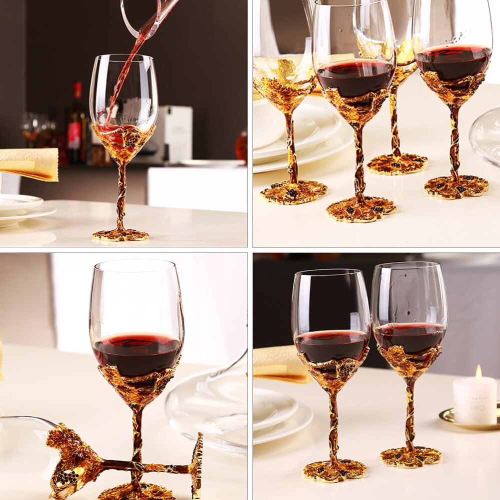 Krystall vin begerglass emaljert glass kopp hjem beger bar vin beholder