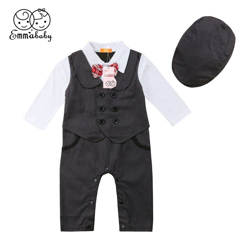 Emmababy Newborn Baby Boy gentleman Romper Cotton boys Suit Party Rompers Jumpsuit Outfit Playsuit Romper