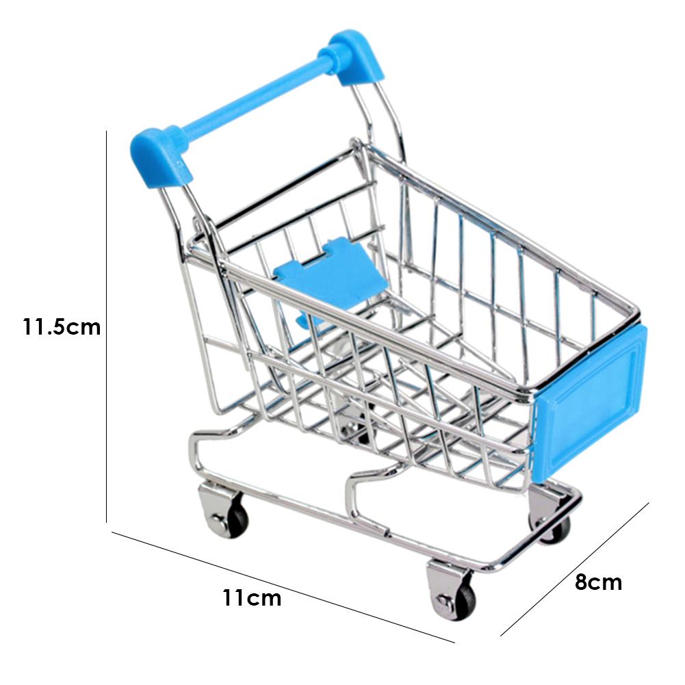 Supermarkt Hand Trolley Mini Winkelwagen Desktop Decoratie Opslag Speelgoed Creatieve Metalen Thuis Opslag Handkar Speelgoed