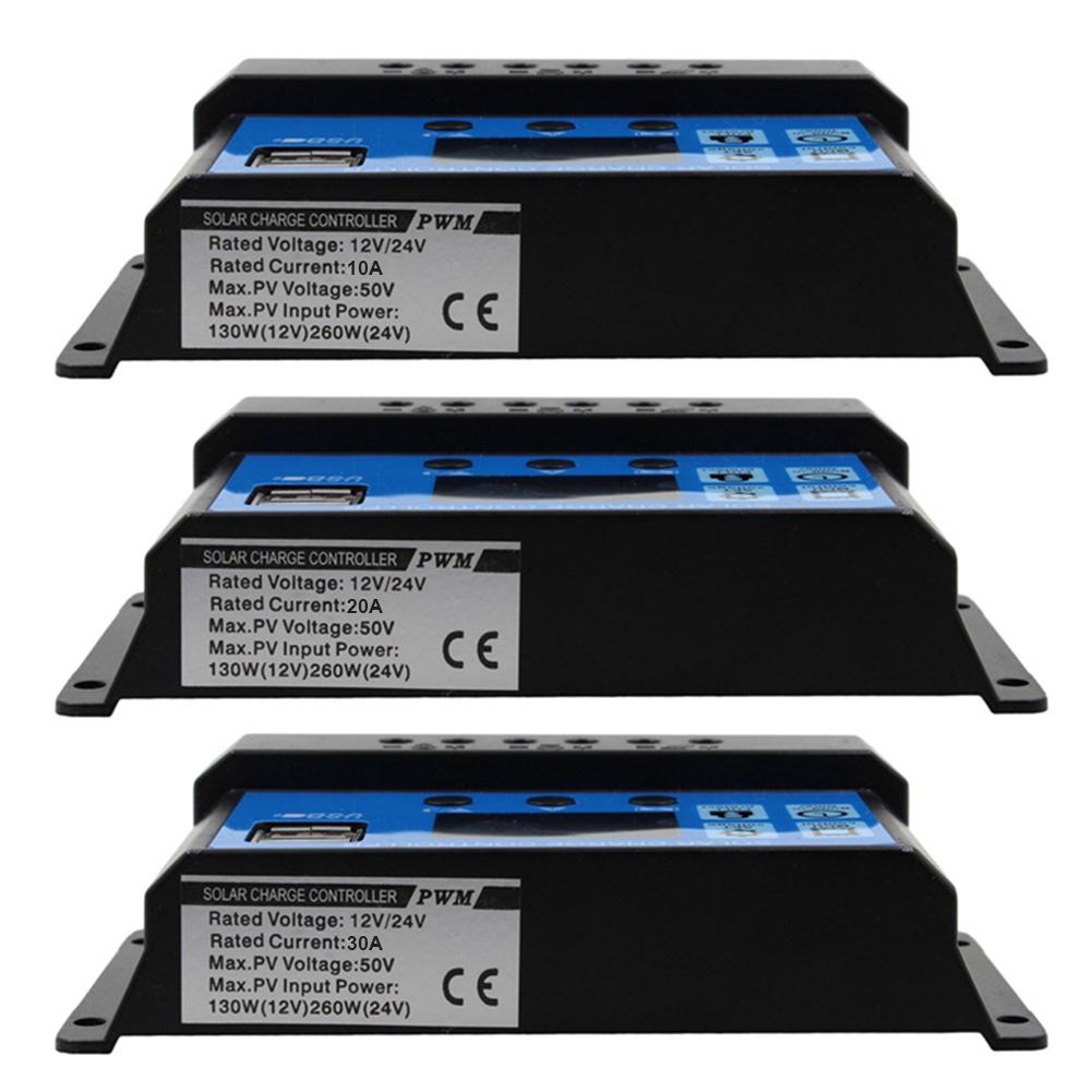 12V/24V Hd Lcd Auto Werk Solar Laadregelaar Pwm Dual Usb-uitgang Zonnepaneel Oplader regulator