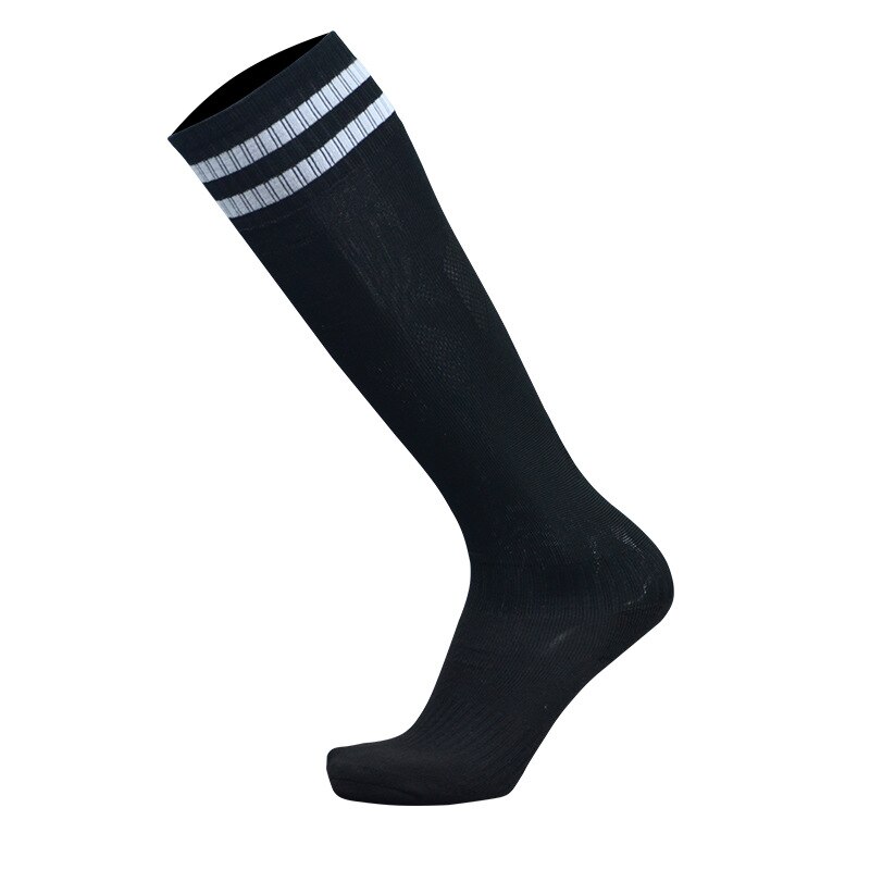 Barreled football socks towel bottom Striped knee stockings Child Men Kids Boys Soccer sock Absorbent sox non-slip movement: black / kids size