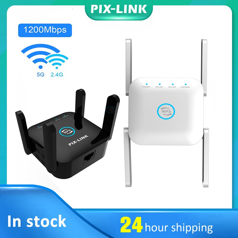 PIXLINK 2.4Ghz/5Ghz WiFi Repeater Wireless Long Range Extender AC1200 Network Booster Amplifier Rourter&#39;s Signal 300/1200Mpbs