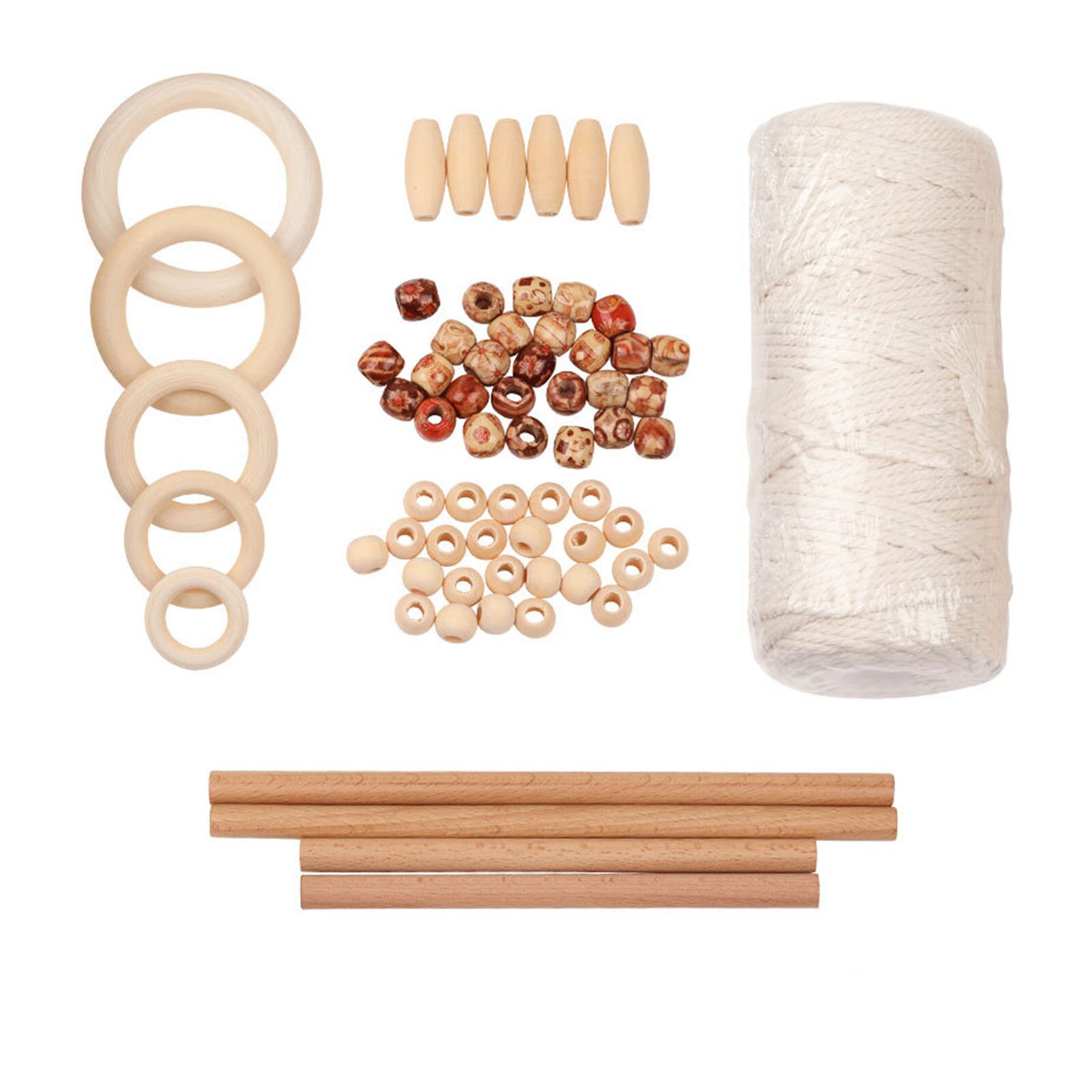 Craft Macrame Cord Kit Natural Cotton Rope With Wood Ring For DIY Weave Tapestry Macrame Supplies Wall Hanging Plant Hanger: B