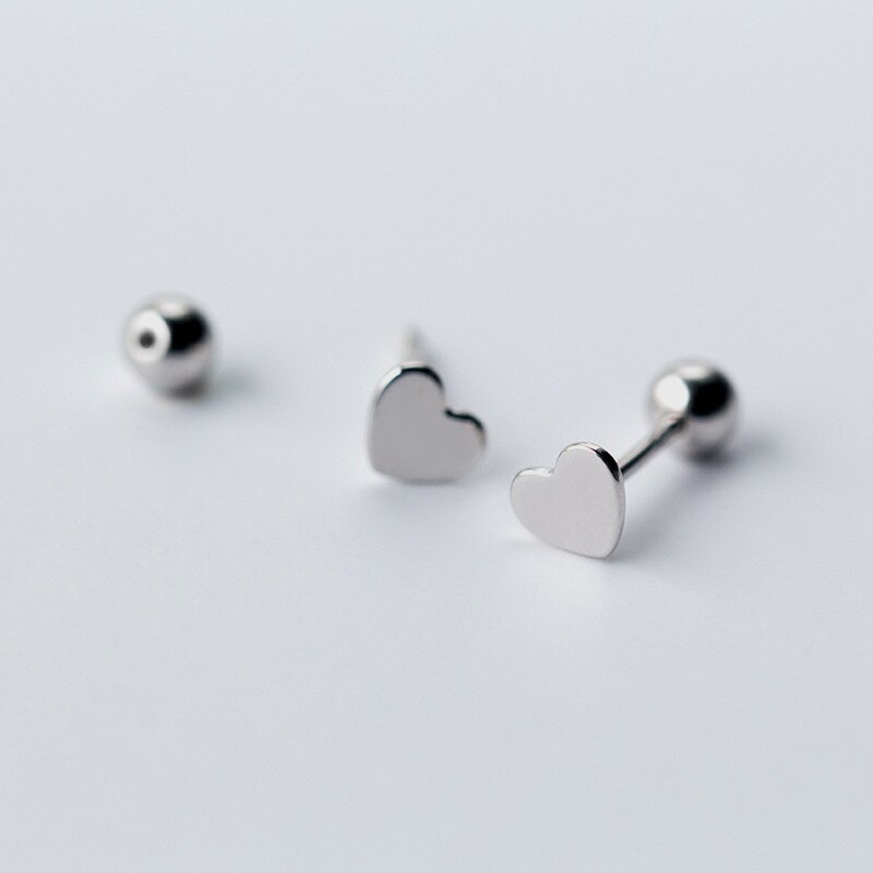 925 sterling silver heart stud earring tragus Cartilage Helix piercing jewelry