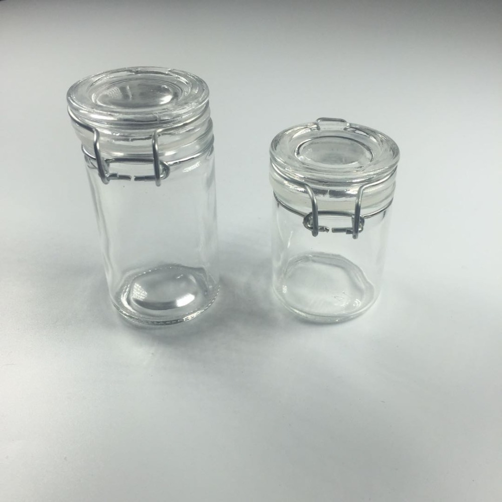 1 st Mini Glas Ronde Kruidkruik Met Metalen Gesp Clip 50 ml 70 ml 100 ml