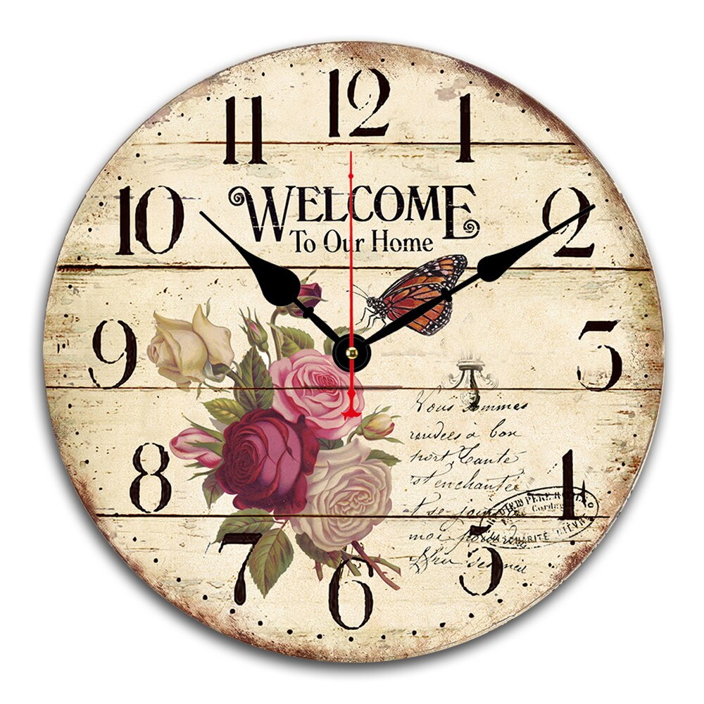 Vintage Wooden Wall Clock Antique Silent Decorative Wood Wall Clocks for Living Room Home Office Kitchen Wall Decor: green