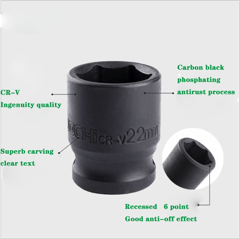 6 point impact socket tool 8-32mm Metric Square Drive Impact Socket CR-V impact socket sets 1/2 for Electric Pneumatic Impact