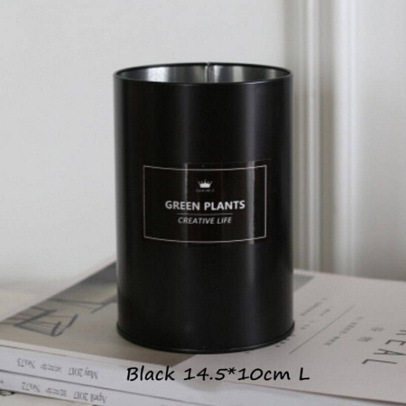 Maceta de Metal para jardín, maceta de hierro suculenta, contenedor de almacenamiento, maceta decorativa para jardín, flor Artificial, oro rosa, plata, negro, 27: Carbon Black 14.5CM