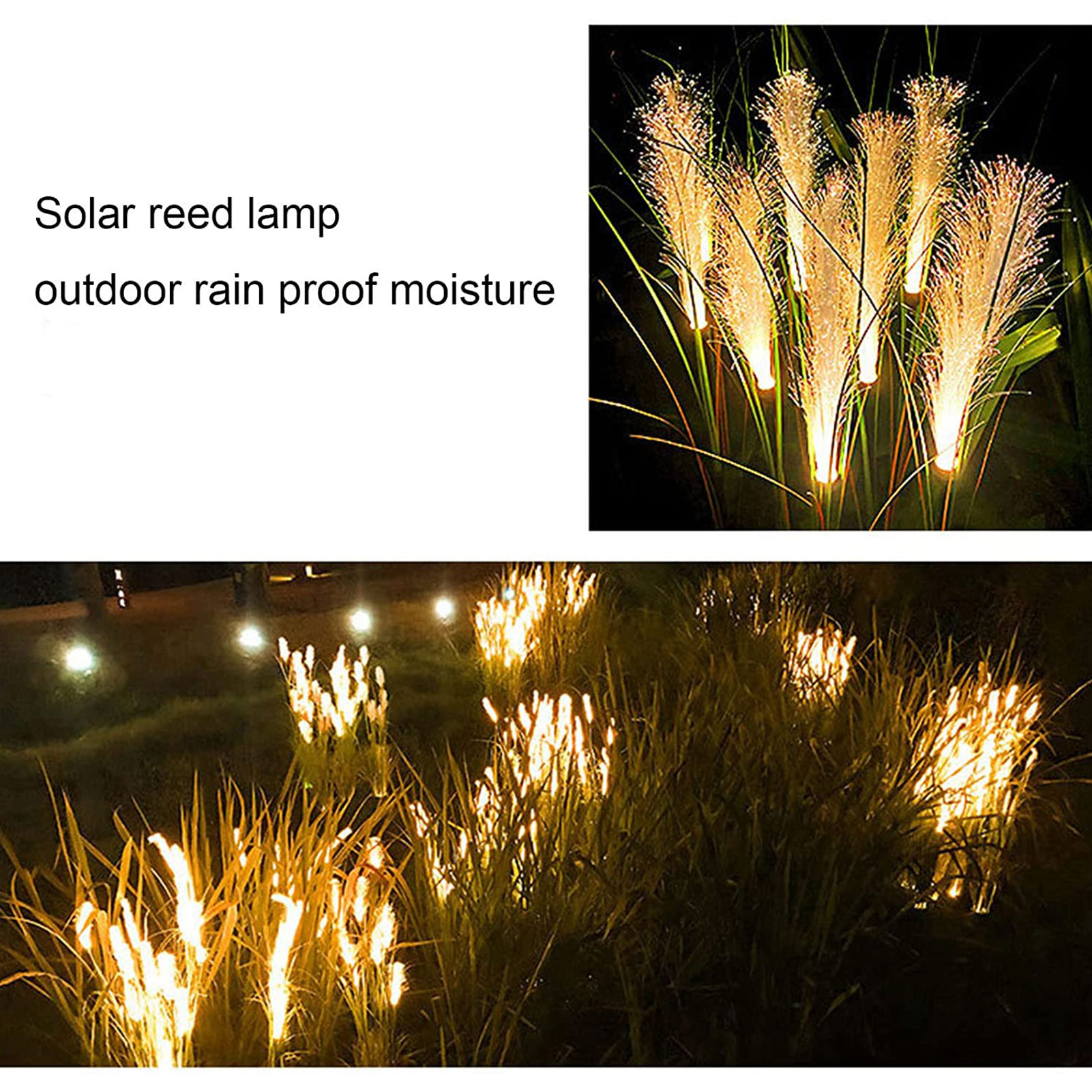 Luces solares de caña para jardín, luz de fibra para exteriores, lámpara de jardín impermeable, lámparas de paisaje de simulación para decoración de Patio y hogar
