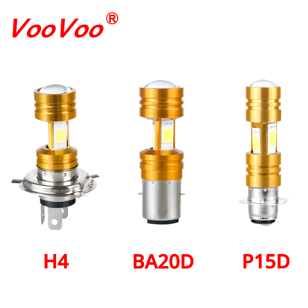 VooVoo LED H4 6500K 12V LED Motorrad Motorrad Scheinwerfer mit Objektiv BA20D P15D Fahrrad Nebel Lampe Lampe Licht Moped Rolle Beleuchtung
