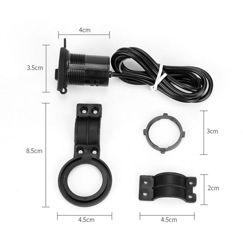 Kriogor Motorfietsstekker USB QC3.0 en USB type C-aansluiting met voltmeter aan/uit-schakelaar SAE-stekker met O-ring 1,4 m met 10 A zekering