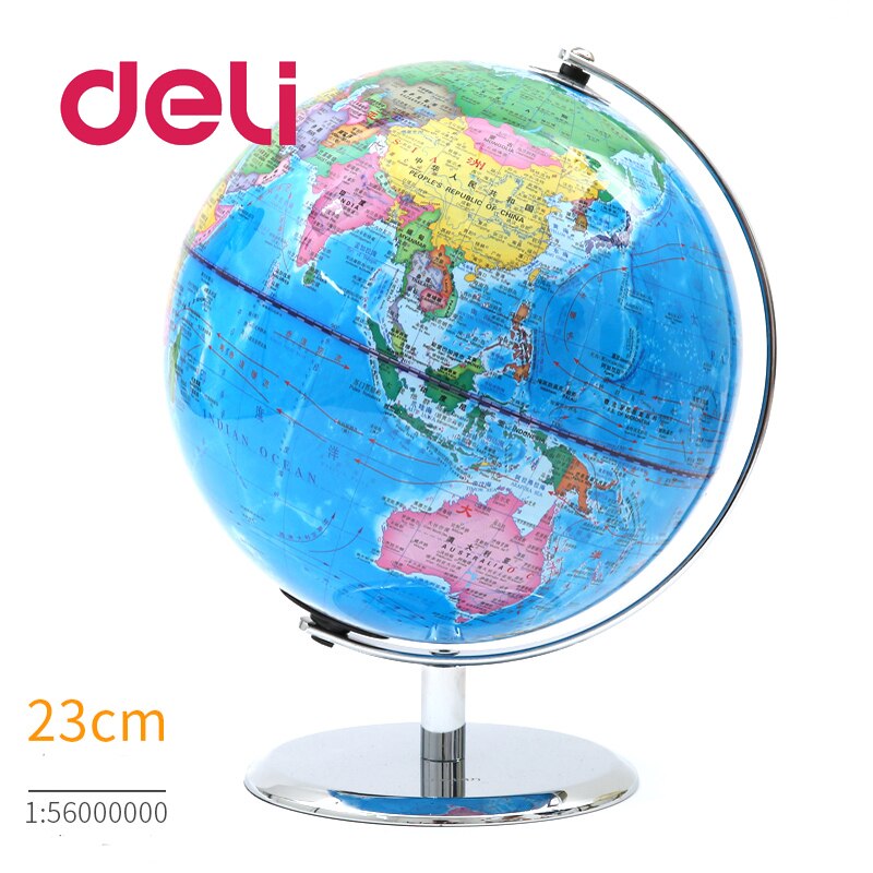 Deli LED light Stereoscopic 3d World Earth Globe Map Geography Educational metal Stand Home Ideal Miniatures office gadgets