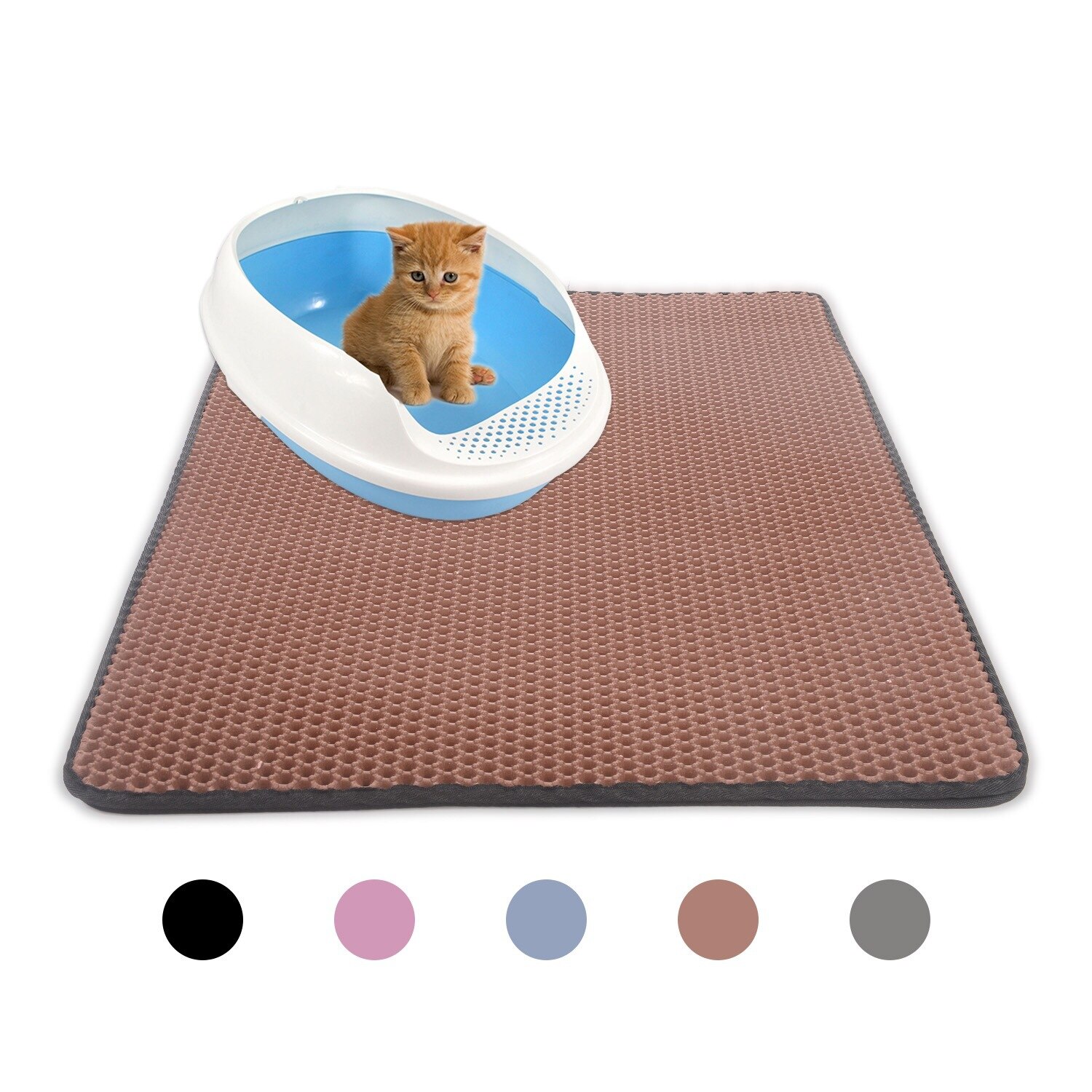 Cat Litter Mat EVA Double-Layer Recycled Cat Litter Trapper Mats with Waterproof Bottom Layer Kattenmand Black Cat Puppy Bed