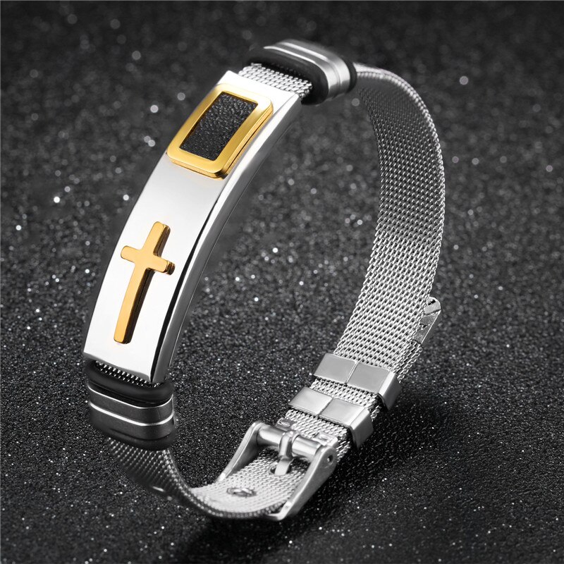 ZORCVENS Neue Gold-Farbe Kreuz Armbinde Für Männer Frauen Edelstahl Kühlen Männer Schmuck