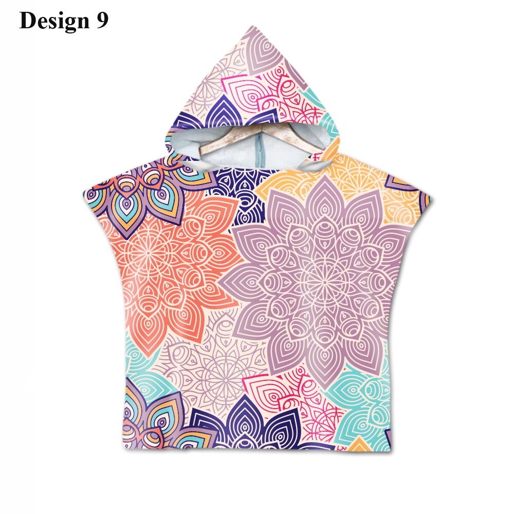 Novelty Boho Bohemian Mandala Bloem Geometrische Diamanten Baby Kids Hooded Zwembad Bad Strand Poncho Handdoek Cape: Design 9