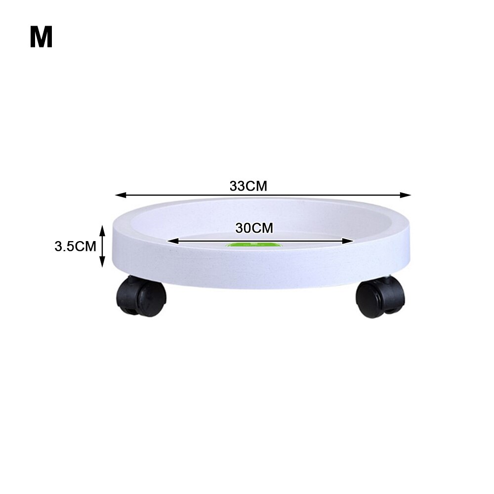 Removable Flower Pot Tray Universal Wheels Round Plastic Tray Flower Pot Rack Plant Stand Rolling Potted Plant Stand Fe25: White M