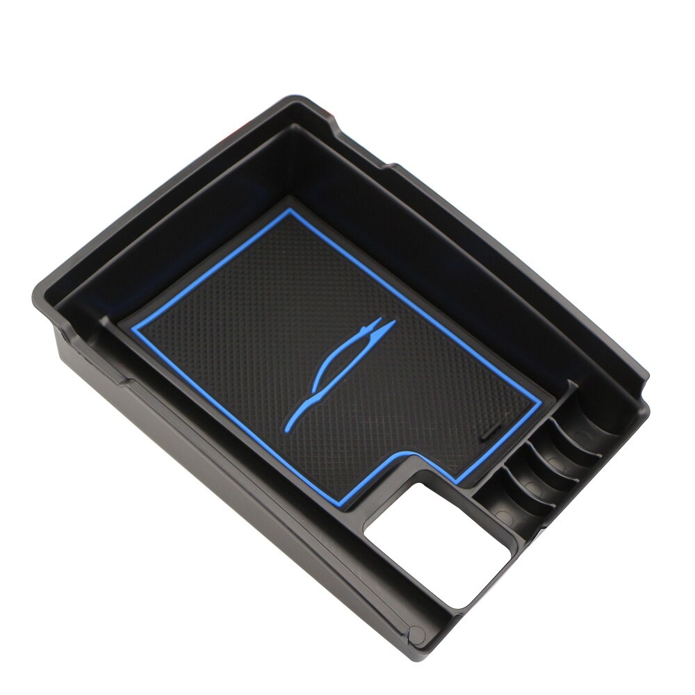 Jameo Auto Car Interior ABS Armrest Box Storage Boxes Case for Nissan X-trail Xtrail X Trail T32 Rogue - Accessories: Black With Blue Mats