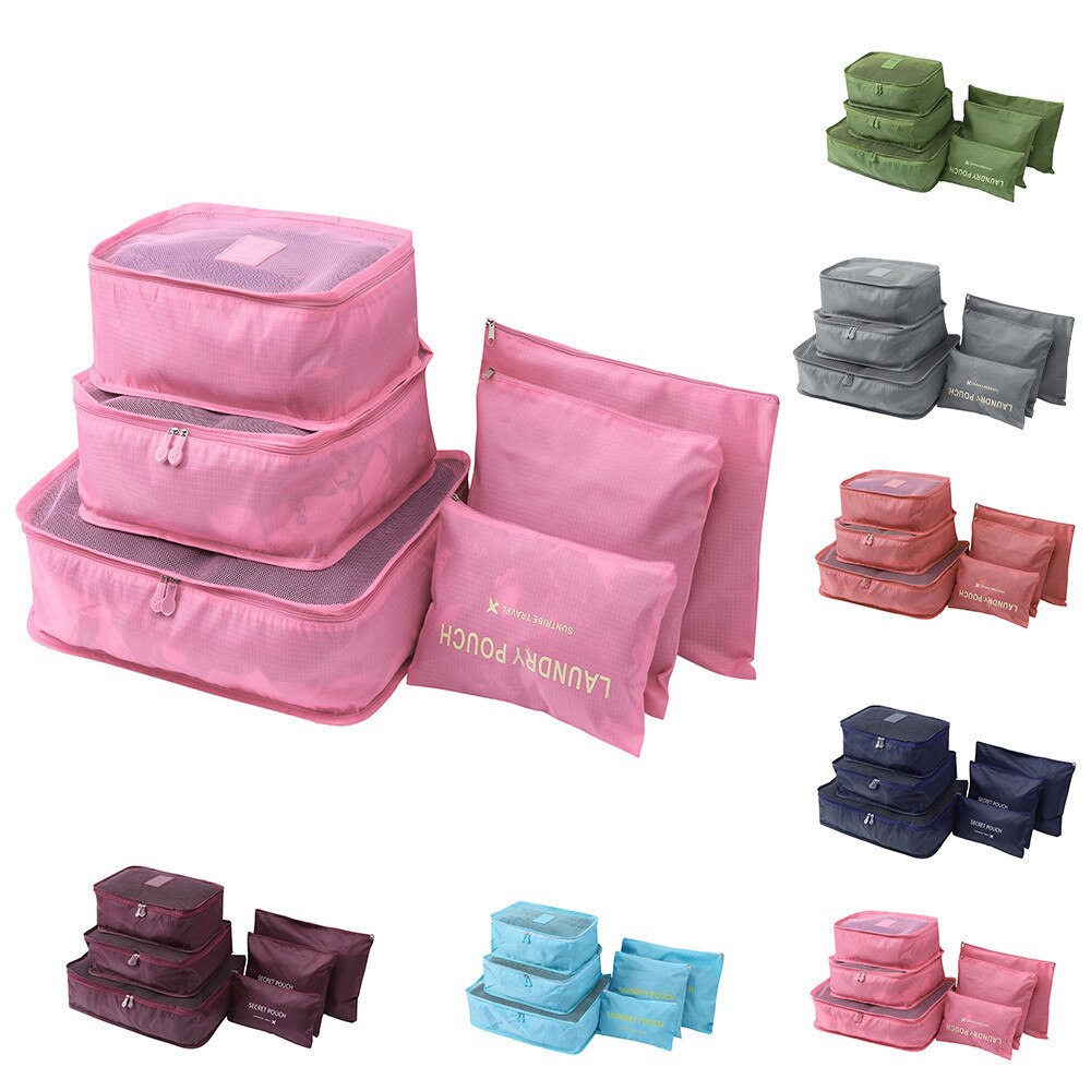 6pcs Travel Set hoogwaardige Koffer Organisator Kleding Wasserij Draagbare Opbergtas Verpakking Bagage Organizer Bag