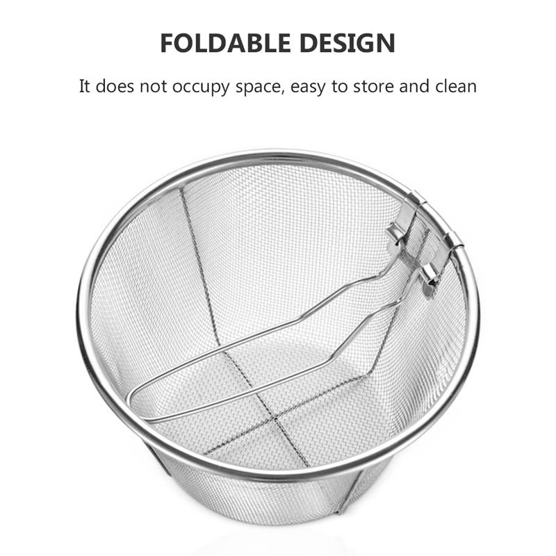 Stainless Steel Frying Basket Practical Folding Fried Basket Strainer Stainless Steel Frying Basket Collapsible Colander Fence