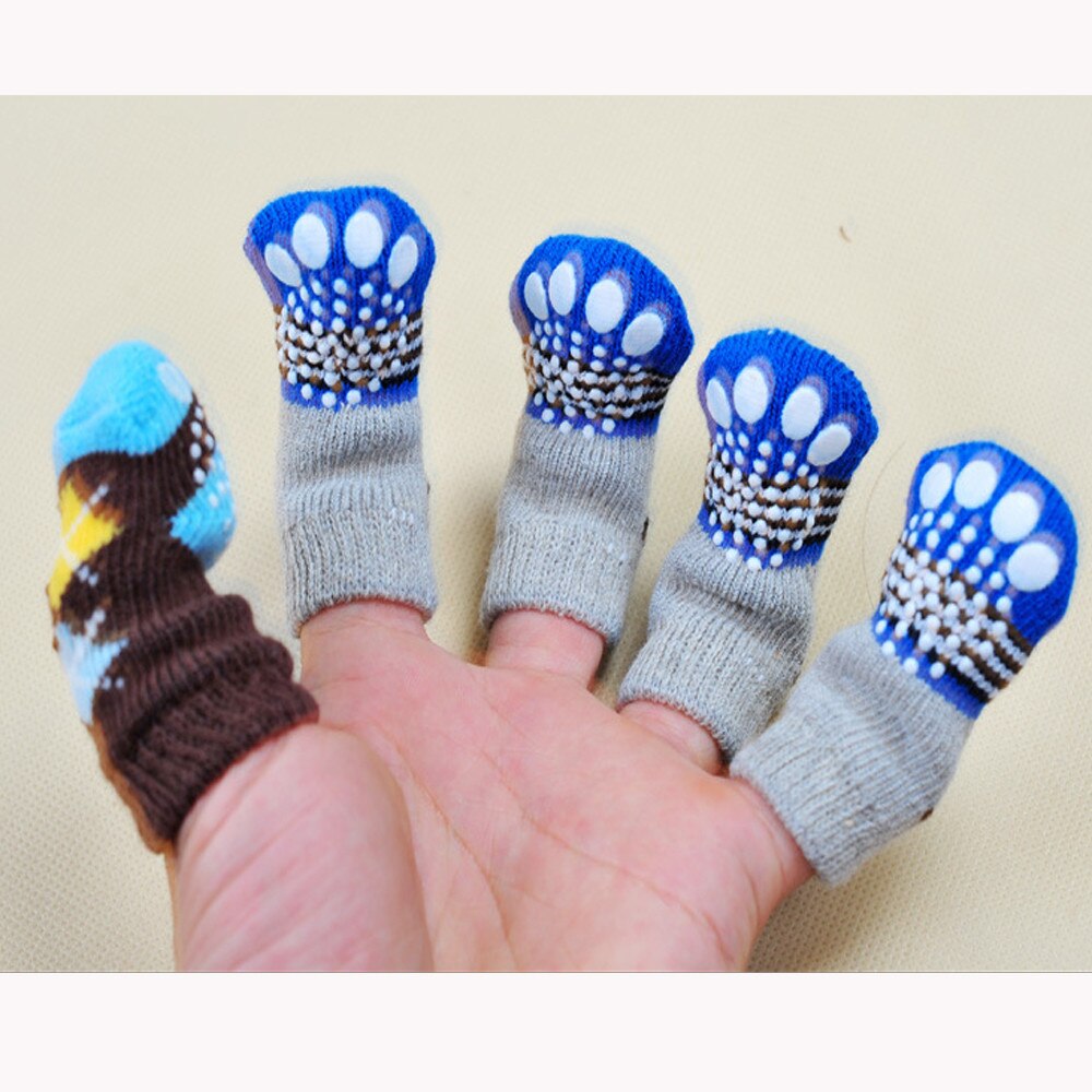 4Pcs Cute Puppy Dogs Pet Knits Socks Anti Slip Skid Bottom perrito santi-slip socks for dog antyposlizgowe skarpetki dla psa @45