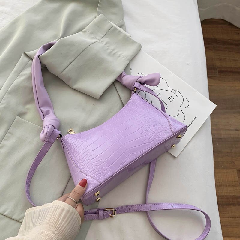 Sacs à main en cuir PU pour femmes, sacs à bandoulière en couleurs solides petite , fourre-tout pour voyage , décontracté: VIOLET