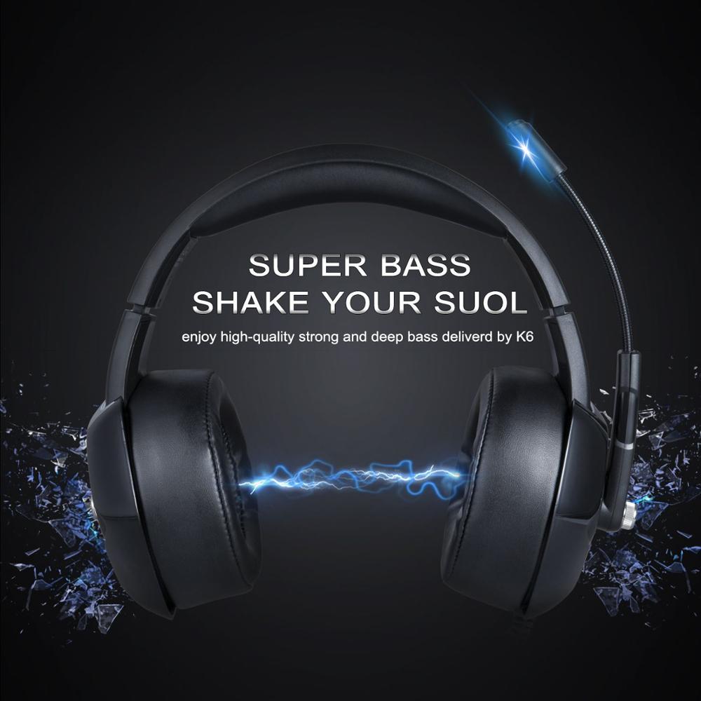 ONIKUMA K6 słuchawki gamingowe PS4 zestaw słuchawkowy casque przewodowy komputer Gamer Stereo z mikrofonem światła RGB dla XBox One/Laptop