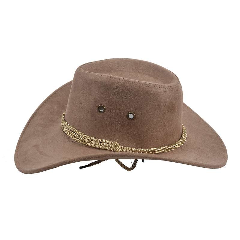 Cowboy Cap Suede Look Wild West Fancy Cowgirl Unisex Hat Khaki