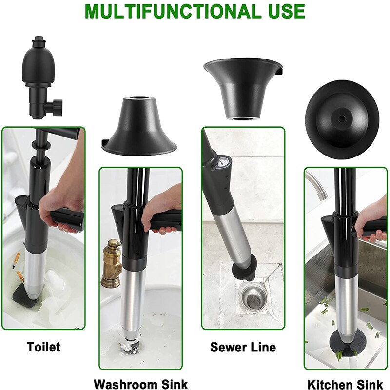 Outil de déblocage de tuyau de nettoyage de cuvette de toilette à haute pression de dragage d&#39;égout pour le piston de tuyau et les éviers de toilettes de bain à ventouse